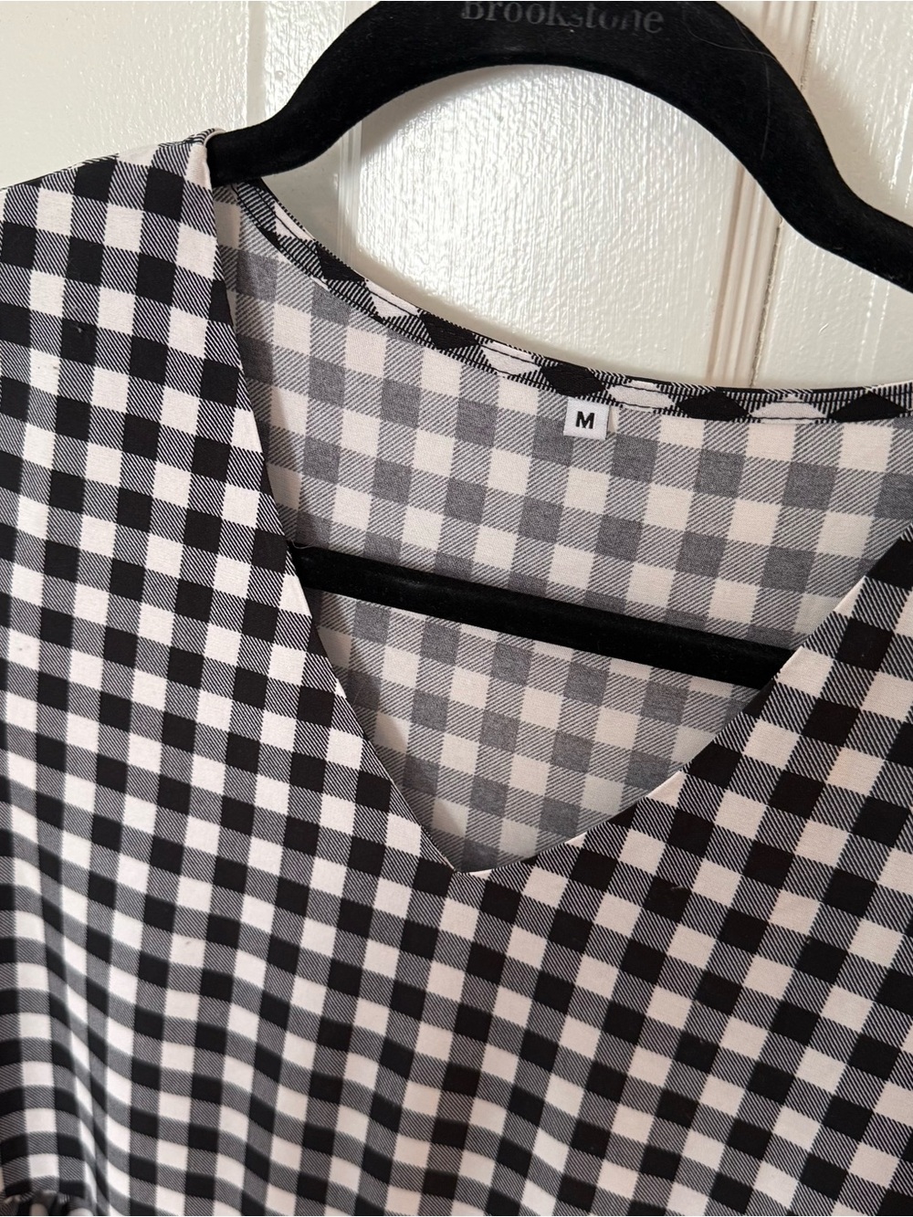 Black & White Gingham V-Neck Dress - Picture 2 of 2